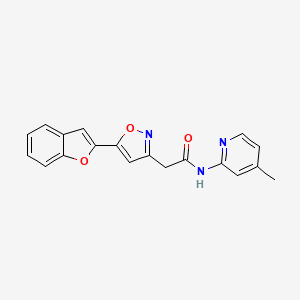 molecular formula C19H15N3O3 B2378628 2-(5-(苯并呋喃-2-基)异恶唑-3-基)-N-(4-甲基吡啶-2-基)乙酰胺 CAS No. 1105244-21-0