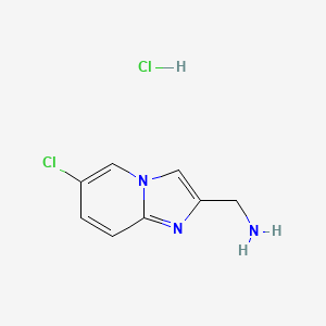 molecular formula C8H9Cl2N3 B2378639 （6-氯咪唑并[1,2-a]吡啶-2-基）甲胺盐酸盐 CAS No. 2172600-90-5