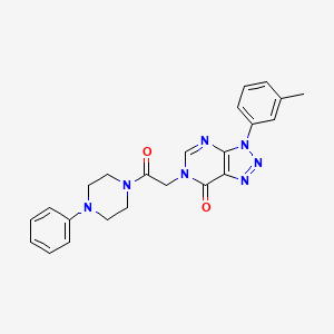 molecular formula C23H23N7O2 B2378643 6-(2-oxo-2-(4-phenylpiperazin-1-yl)ethyl)-3-(m-tolyl)-3H-[1,2,3]triazolo[4,5-d]pyrimidin-7(6H)-one CAS No. 888419-02-1