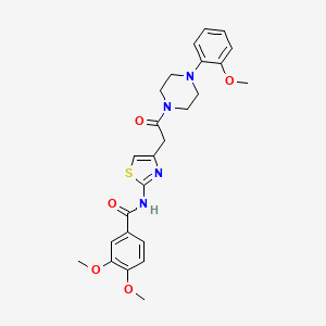 molecular formula C25H28N4O5S B2378647 3,4-二甲氧基-N-(4-(2-(4-(2-甲氧基苯基)哌嗪-1-基)-2-氧代乙基)噻唑-2-基)苯甲酰胺 CAS No. 1005308-14-4