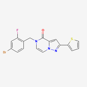 molecular formula C17H11BrFN3OS B2378665 5-(4-bromo-2-fluorobenzyl)-2-(thiophen-2-yl)pyrazolo[1,5-a]pyrazin-4(5H)-one CAS No. 1428366-22-6