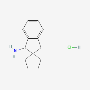 molecular formula C13H18ClN B2378675 Spiro[1,3-dihydroindene-2,1'-cyclopentane]-1-amine;hydrochloride CAS No. 2408964-40-7