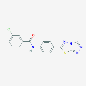 molecular formula C16H10ClN5OS B237869 3-chloro-N-(4-[1,2,4]triazolo[3,4-b][1,3,4]thiadiazol-6-ylphenyl)benzamide 
