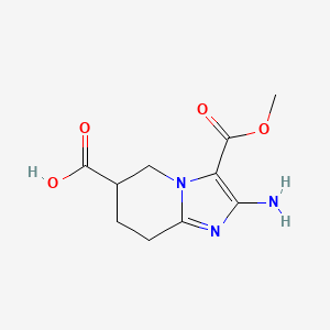 molecular formula C10H13N3O4 B2378695 2-アミノ-3-メトキシカルボニル-5,6,7,8-テトラヒドロイミダゾ[1,2-a]ピリジン-6-カルボン酸 CAS No. 2138138-85-7