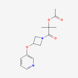 molecular formula C14H18N2O4 B2378701 2-Methyl-1-oxo-1-(3-(pyridin-3-yloxy)azetidin-1-yl)propan-2-yl acetate CAS No. 1904218-58-1