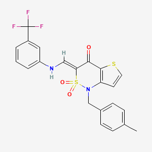molecular formula C22H17F3N2O3S2 B2378707 (3Z)-1-(4-methylbenzyl)-3-({[3-(trifluoromethyl)phenyl]amino}methylidene)-1H-thieno[3,2-c][1,2]thiazin-4(3H)-one 2,2-dioxide CAS No. 894674-20-5