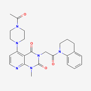 molecular formula C25H28N6O4 B2378708 5-(4-acetylpiperazin-1-yl)-3-(2-(3,4-dihydroquinolin-1(2H)-yl)-2-oxoethyl)-1-methylpyrido[2,3-d]pyrimidine-2,4(1H,3H)-dione CAS No. 1021094-99-4