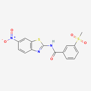 molecular formula C15H11N3O5S2 B2378716 3-(甲磺基)-N-(6-硝基苯并[d]噻唑-2-基)苯甲酰胺 CAS No. 896282-68-1