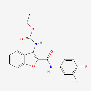 molecular formula C18H14F2N2O4 B2378720 Ethyl (2-((3,4-difluorophenyl)carbamoyl)benzofuran-3-yl)carbamate CAS No. 888454-03-3