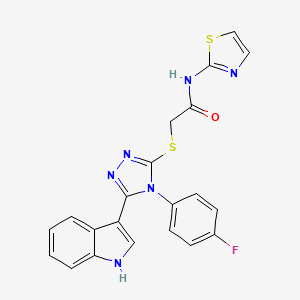 molecular formula C21H15FN6OS2 B2378721 2-((4-(4-氟苯基)-5-(1H-吲哚-3-基)-4H-1,2,4-三唑-3-基)硫基)-N-(噻唑-2-基)乙酰胺 CAS No. 852167-69-2