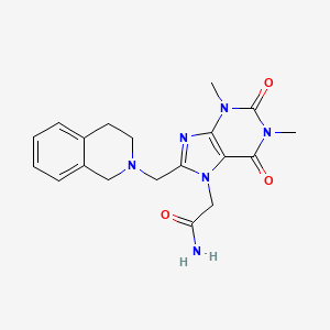molecular formula C19H22N6O3 B2378729 2-[8-(3,4-dihydro-1H-isoquinolin-2-ylmethyl)-1,3-dimethyl-2,6-dioxopurin-7-yl]acetamide CAS No. 851940-93-7