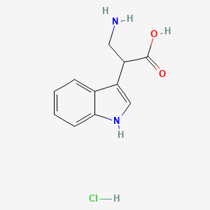 molecular formula C11H13ClN2O2 B2378732 3-氨基-2-(1H-吲哚-3-基)丙酸；盐酸盐 CAS No. 2402837-26-5