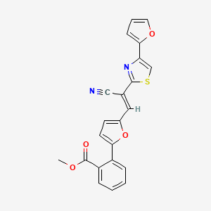 molecular formula C22H14N2O4S B2378759 (E)-2-(5-(2-氰基-2-(4-(呋喃-2-基)噻唑-2-基)乙烯基)呋喃-2-基)苯甲酸甲酯 CAS No. 844460-57-7