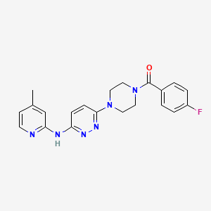 molecular formula C21H21FN6O B2378762 (4-氟苯基)(4-(6-((4-甲基吡啶-2-基)氨基)哒嗪-3-基)哌嗪-1-基)甲酮 CAS No. 1021027-98-4