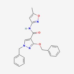 molecular formula C22H20N4O3 B2378766 1-benzyl-3-(benzyloxy)-N-(5-methylisoxazol-3-yl)-1H-pyrazole-4-carboxamide CAS No. 1014049-80-9