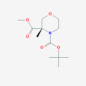 molecular formula C12H21NO5 B2378773 (S)-4-叔丁基 3-甲基 3-甲基吗啉-3,4-二甲酸酯 CAS No. 1433222-91-3