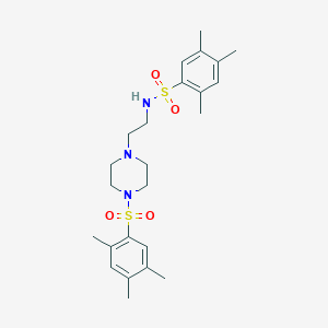 molecular formula C24H35N3O4S2 B2378781 2,4,5-trimethyl-N-(2-{4-[(2,4,5-trimethylphenyl)sulfonyl]piperazin-1-yl}ethyl)benzenesulfonamide CAS No. 667892-20-8