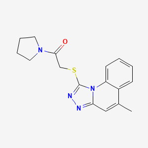 molecular formula C17H18N4OS B2378783 2-[(5-Methyl-[1,2,4]triazolo[4,3-a]quinolin-1-yl)sulfanyl]-1-pyrrolidin-1-ylethanone CAS No. 379239-62-0