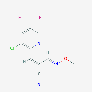 molecular formula C11H7ClF3N3O B2378786 (2E)-3-[3-chloro-5-(trifluoromethyl)pyridin-2-yl]-2-[(1E)-(methoxyimino)methyl]prop-2-enenitrile CAS No. 337919-85-4
