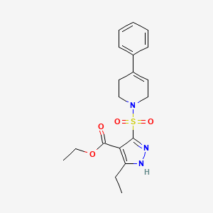 molecular formula C19H23N3O4S B2378789 ethyl 3-ethyl-5-((4-phenyl-5,6-dihydropyridin-1(2H)-yl)sulfonyl)-1H-pyrazole-4-carboxylate CAS No. 1301766-54-0