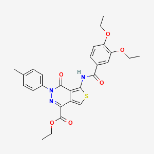 molecular formula C27H27N3O6S B2378790 Ethyl 5-(3,4-diethoxybenzamido)-4-oxo-3-(p-tolyl)-3,4-dihydrothieno[3,4-d]pyridazine-1-carboxylate CAS No. 851948-20-4