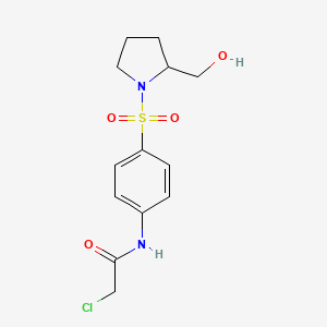 molecular formula C13H17ClN2O4S B2378794 2-Chloro-N-[4-[2-(hydroxymethyl)pyrrolidin-1-yl]sulfonylphenyl]acetamide CAS No. 2411276-54-3