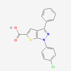 molecular formula C18H11ClN2O2S B2378797 1-(4-氯苯基)-3-苯基噻吩并[2,3-c]吡唑-5-羧酸 CAS No. 2377034-50-7