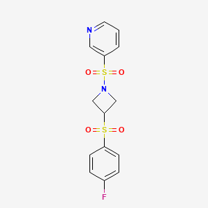 B2378798 3-((3-((4-Fluorophenyl)sulfonyl)azetidin-1-yl)sulfonyl)pyridine CAS No. 1797884-73-1