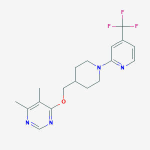 molecular formula C18H21F3N4O B2378806 4,5-二甲基-6-((1-(4-(三氟甲基)吡啶-2-基)哌啶-4-基)甲氧基)嘧啶 CAS No. 2320862-03-9