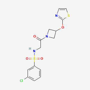 molecular formula C14H14ClN3O4S2 B2378819 3-氯-N-(2-氧代-2-(3-(噻唑-2-氧基)氮杂环丁-1-基)乙基)苯磺酰胺 CAS No. 1797182-71-8