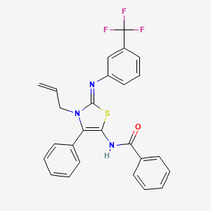 molecular formula C26H20F3N3OS B2378820 (E)-N-(3-烯丙基-4-苯基-2-((3-(三氟甲基)苯基)亚氨基)-2,3-二氢噻唑-5-基)苯甲酰胺 CAS No. 324070-09-9