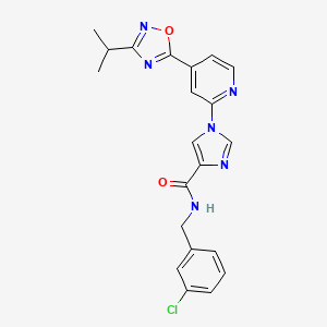 molecular formula C21H19ClN6O2 B2378825 N~4~-(3-氯苄基)-1-[4-(3-异丙基-1,2,4-恶二唑-5-基)-2-吡啶基]-1H-咪唑-4-甲酰胺 CAS No. 1251680-99-5