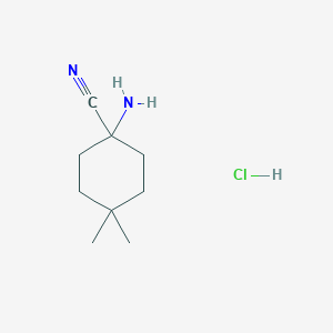 molecular formula C9H17ClN2 B2378835 1-Amino-4,4-dimethylcyclohexane-1-carbonitrile;hydrochloride CAS No. 2445785-41-9