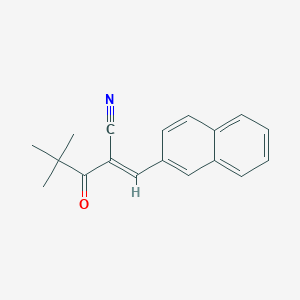 molecular formula C18H17NO B2378850 2-(2,2-Dimethylpropanoyl)-3-(2-naphthyl)prop-2-enenitrile CAS No. 150300-53-1