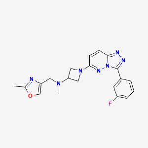 molecular formula C20H20FN7O B2378858 1-[3-(3-Fluorophenyl)-[1,2,4]triazolo[4,3-b]pyridazin-6-yl]-N-methyl-N-[(2-methyl-1,3-oxazol-4-yl)methyl]azetidin-3-amine CAS No. 2380071-16-7