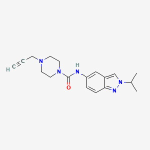 molecular formula C18H23N5O B2378867 4-(prop-2-yn-1-yl)-N-[2-(propan-2-yl)-2H-indazol-5-yl]piperazine-1-carboxamide CAS No. 1797195-47-1