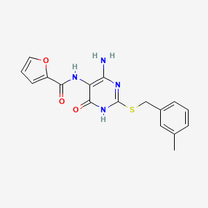 molecular formula C17H16N4O3S B2378868 N-(4-amino-2-((3-methylbenzyl)thio)-6-oxo-1,6-dihydropyrimidin-5-yl)furan-2-carboxamide CAS No. 868226-59-9