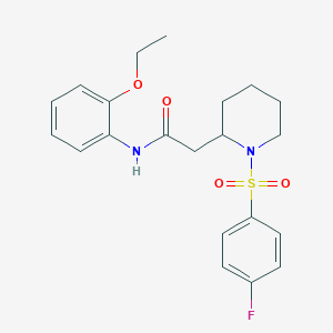 molecular formula C21H25FN2O4S B2378872 N-(2-ethoxyphenyl)-2-(1-((4-fluorophenyl)sulfonyl)piperidin-2-yl)acetamide CAS No. 1021074-72-5