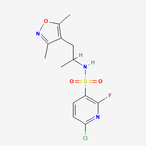 6-chloro-N-[1-(3,5-dimethyl-1,2-oxazol-4-yl)propan-2-yl]-2-fluoropyridine-3-sulfonamide
