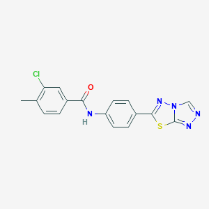 molecular formula C17H12ClN5OS B237888 3-chloro-4-methyl-N-(4-[1,2,4]triazolo[3,4-b][1,3,4]thiadiazol-6-ylphenyl)benzamide 
