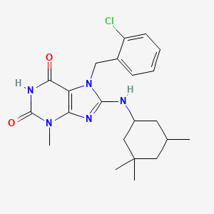 B2378883 7-[(2-Chlorophenyl)methyl]-3-methyl-8-[(3,3,5-trimethylcyclohexyl)amino]purine-2,6-dione CAS No. 714228-57-6