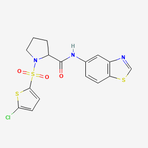 molecular formula C16H14ClN3O3S3 B2378891 N-(苯并[d]噻唑-5-基)-1-((5-氯噻吩-2-基)磺酰基)吡咯烷-2-甲酰胺 CAS No. 1103236-90-3