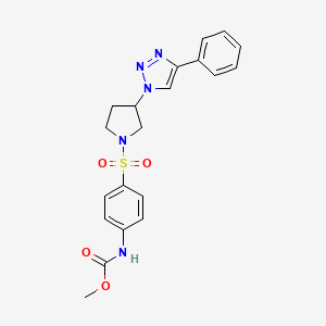 molecular formula C20H21N5O4S B2378903 methyl (4-((3-(4-phenyl-1H-1,2,3-triazol-1-yl)pyrrolidin-1-yl)sulfonyl)phenyl)carbamate CAS No. 2034523-08-3
