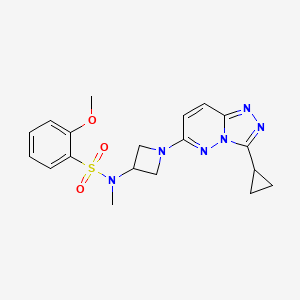 molecular formula C19H22N6O3S B2378909 N-(1-(3-环丙基-[1,2,4]三唑并[4,3-b]哒嗪-6-基)氮杂环丁-3-基)-2-甲氧基-N-甲基苯磺酰胺 CAS No. 2309586-41-0