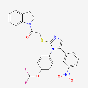 2-((1-(4-(difluoromethoxy)phenyl)-5-(3-nitrophenyl)-1H-imidazol-2-yl)thio)-1-(indolin-1-yl)ethanone