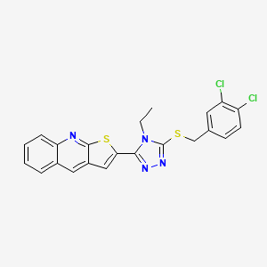 molecular formula C22H16Cl2N4S2 B2378916 2-{5-[(3,4-dichlorobenzyl)sulfanyl]-4-ethyl-4H-1,2,4-triazol-3-yl}thieno[2,3-b]quinoline CAS No. 478260-38-7