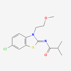 molecular formula C14H17ClN2O2S B2378917 (Z)-N-(6-chloro-3-(2-methoxyethyl)benzo[d]thiazol-2(3H)-ylidene)isobutyramide CAS No. 864975-79-1