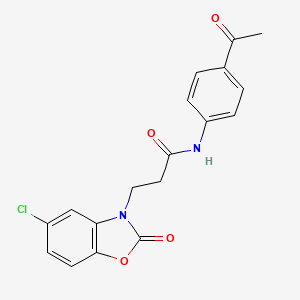 molecular formula C18H15ClN2O4 B2378919 N-(4-acetylphenyl)-3-(5-chloro-2-oxobenzo[d]oxazol-3(2H)-yl)propanamide CAS No. 902253-39-8
