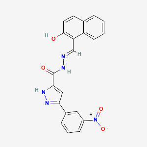 molecular formula C21H15N5O4 B2378926 N'-[(E)-(2-hydroxynaphthalen-1-yl)methylidene]-3-(3-nitrophenyl)-1H-pyrazole-5-carbohydrazide CAS No. 1284280-65-4