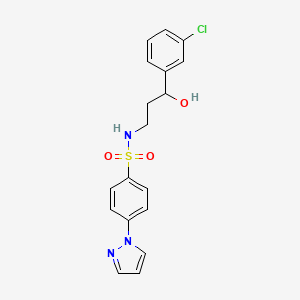 N-(3-(3-chlorophenyl)-3-hydroxypropyl)-4-(1H-pyrazol-1-yl)benzenesulfonamide